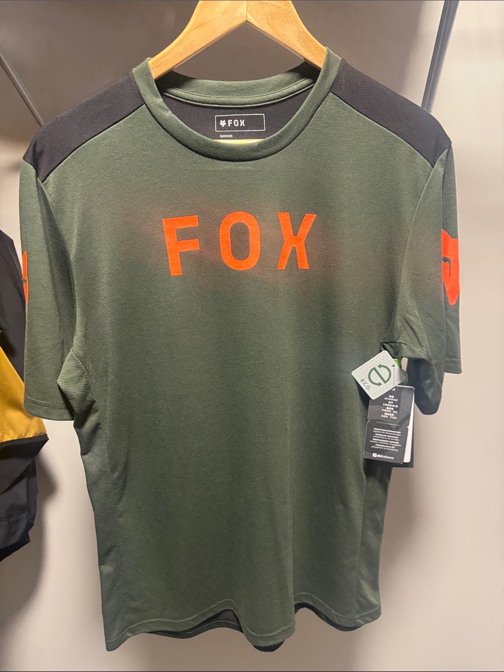 FOX Men’s Olive Green Logo Tee with Orange Print